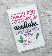 Load image into Gallery viewer, Sorry for calling you an a**hole machine embroidery design 5 sizes included DIGITAL DOWNLOAD