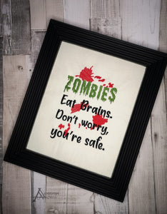 Zombies eat Brains machine embroidery design (5 sizes included) DIGITAL DOWNLOAD