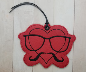 Heart mustache bookmark machine embroidery design DIGITAL DOWNLOAD