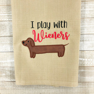 I play with wieners applique machine embroidery design (4 sizes included) DIGITAL DOWNLOAD