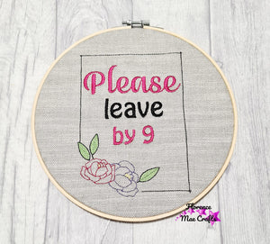 Please leave by 9 machine embroidery design (5 sizes included) DIGITAL DOWNLOAD