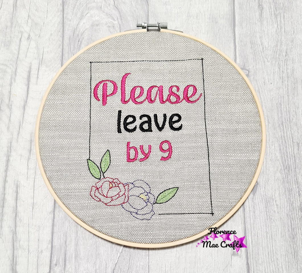 Please leave by 9 machine embroidery design (5 sizes included) DIGITAL DOWNLOAD