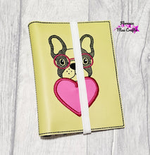 Load image into Gallery viewer, Doggie Applique Notebook Cover (2 sizes available) machine embroidery design DIGITAL DOWNLOAD