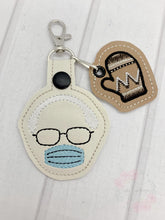 Load image into Gallery viewer, Bernie Snap tab and mitten charm set machine embroidery design DIGITAL DOWNLOAD