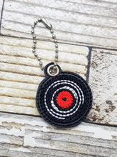 Load image into Gallery viewer, Record snap tab and charm set (single and multi files included for snap tab) machine embroidery design DIGITAL DOWNLOAD