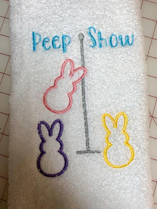 Peep Show applique machine embroidery design (5 sizes included) DIGITAL DOWNLOAD