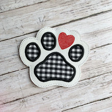 Load image into Gallery viewer, Paw Applique Set (includes coaster &amp; bookmark designs) machine embroidery design DIGITAL DOWNLOAD