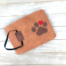 Load image into Gallery viewer, Paw applique Notebook cover (2 sizes available) machine embroidery design DIGITAL DOWNLOAD