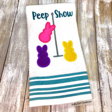 Load image into Gallery viewer, Peep Show applique machine embroidery design (5 sizes included) DIGITAL DOWNLOAD