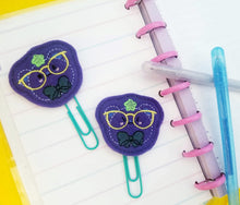 Load image into Gallery viewer, Glasses Bear feltie (single &amp; multi included) machine embroidery design DIGITAL DOWNLOAD