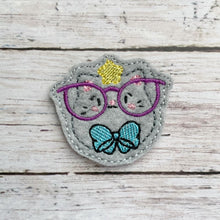 Load image into Gallery viewer, Glasses Kitty feltie (single &amp; multi included) machine embroidery design DIGITAL DOWNLOAD