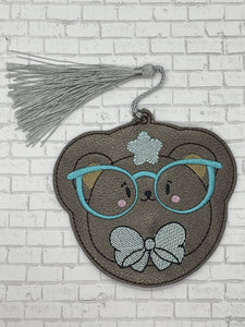 Glasses Bear Bookmark machine embroidery design DIGITAL DOWNLOAD