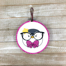 Load image into Gallery viewer, Glasses Penguin machine embroidery design (5 sizes included) DIGITAL DOWNLOAD