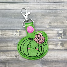 Load image into Gallery viewer, Flower Cactus Snap tab (single &amp; multi file included) machine embroidery design DIGITAL DOWNLOAD