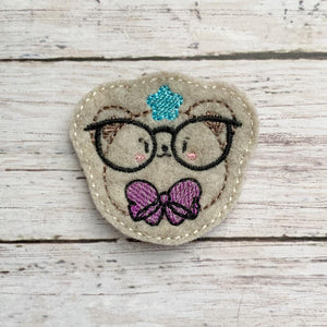 Glasses Bear feltie (single & multi included) machine embroidery design DIGITAL DOWNLOAD