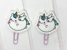 Load image into Gallery viewer, Fat Unicorn Feltie (single &amp; multi included) machine embroidery design DIGITAL DOWNLOAD