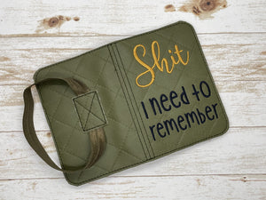 Sh*t I need to remember notebook cover (2 sizes available) machine embroidery design DIGITAL DOWNLOAD
