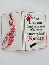 Load image into Gallery viewer, Attempted Murder notebook cover (2 sizes available) machine embroidery design DIGITAL DOWNLOAD