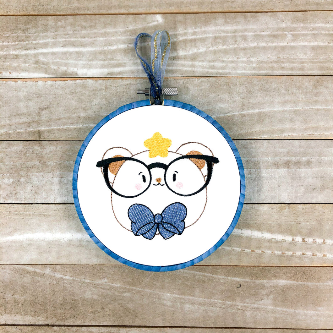 Glasses Bear machine embroidery design (5 sizes included) DIGITAL DOWNLOAD
