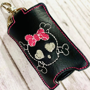Bow Skull ITH Sanitizer Case machine embroidery design DIGITAL DOWNLOAD