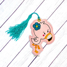 Load image into Gallery viewer, Flower Flamingo Bookmark machine embroidery design DIGITAL DOWNLOAD