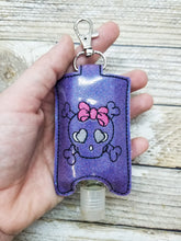 Load image into Gallery viewer, Bow Skull ITH Sanitizer Case machine embroidery design DIGITAL DOWNLOAD