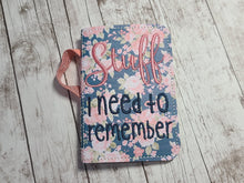 Load image into Gallery viewer, Stuff I need to remember notebook cover (2 sizes available) machine embroidery design DIGITAL DOWNLOAD