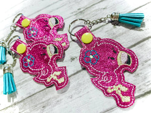 Flower Flamingo snaptab machine embroidery design DIGITAL DOWNLOAD