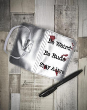Load image into Gallery viewer, Be weird notebook cover (2 sizes available) machine embroidery design DIGITAL DOWNLOAD