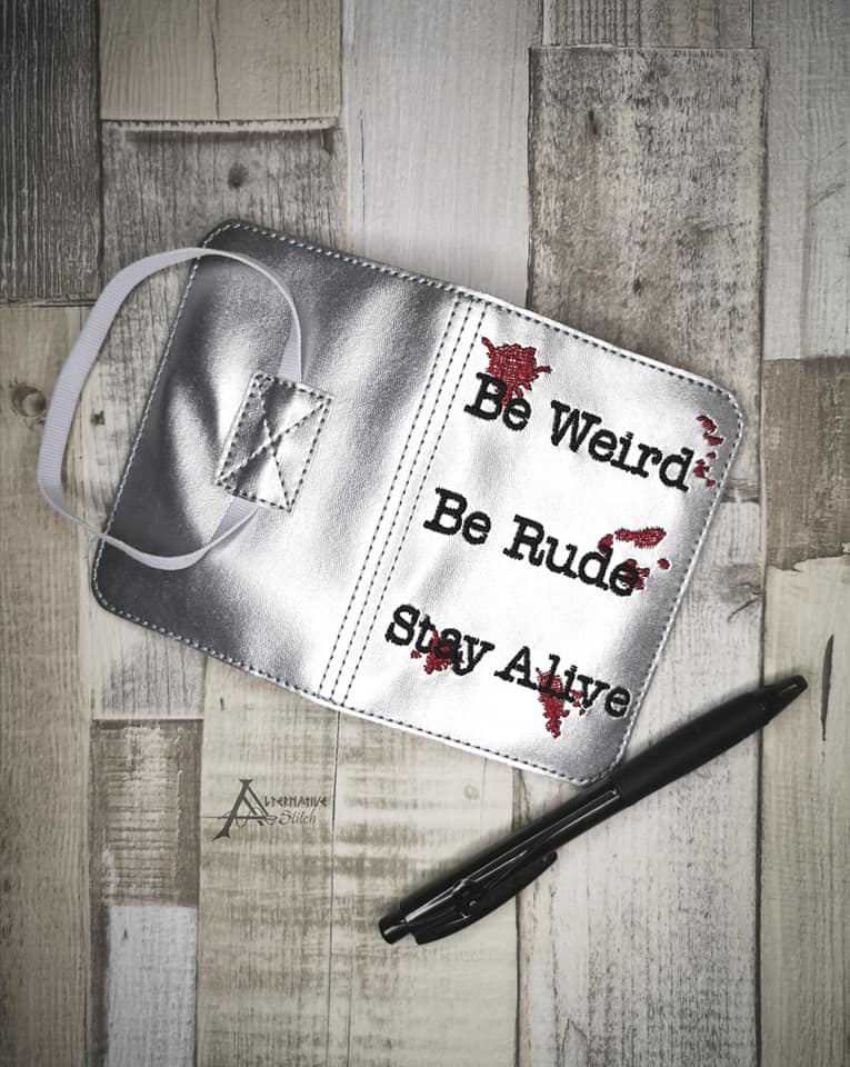 Be weird notebook cover (2 sizes available) machine embroidery design DIGITAL DOWNLOAD