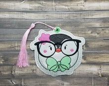 Load image into Gallery viewer, Glasses Penguin Bookmark machine embroidery design DIGITAL DOWNLOAD