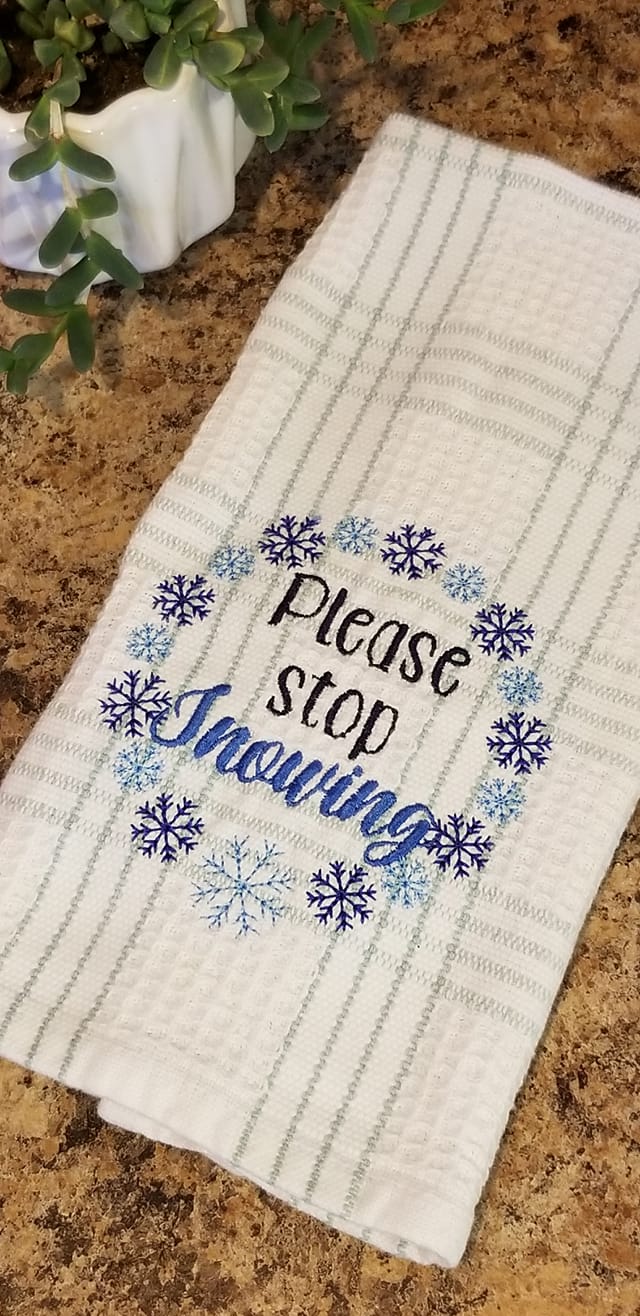 Please stop snowing machine embroidery design (5 sizes included) DIGITAL DOWNLOAD