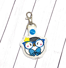 Load image into Gallery viewer, Glasses Penguin Snap tab (single and multi file included) machine embroidery design DIGITAL DOWNLOAD