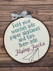 Flying F*cks machine embroidery design (4 sizes included) DIGITAL DOWNLOAD