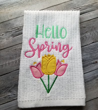 Load image into Gallery viewer, Hello Spring applique machine embroidery design (4 sizes included) DIGITAL DOWNLOAD