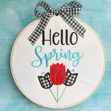 Load image into Gallery viewer, Hello Spring applique machine embroidery design (4 sizes included) DIGITAL DOWNLOAD