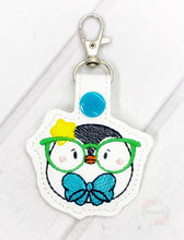 Load image into Gallery viewer, Glasses Penguin Snap tab (single and multi file included) machine embroidery design DIGITAL DOWNLOAD