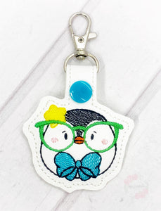 Glasses Penguin Snap tab (single and multi file included) machine embroidery design DIGITAL DOWNLOAD