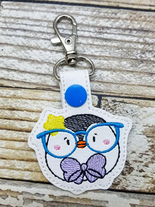 Glasses Penguin Snap tab (single and multi file included) machine embroidery design DIGITAL DOWNLOAD