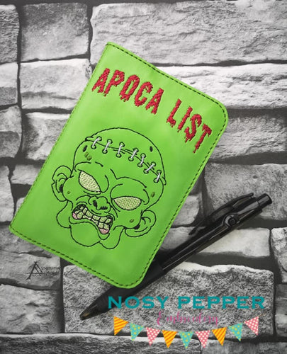 Apoca list Notebook cover (2 sizes available) machine embroidery design DIGITAL DOWNLOAD