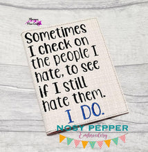 Load image into Gallery viewer, People I hate notebook cover (2 sizes available) machine embroidery design DIGITAL DOWNLOAD