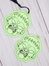 Load image into Gallery viewer, Zombie Head bookmark/Ornament 4x4 machine embroidery design DIGITAL DOWNLOAD