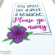 Load image into Gallery viewer, Drama and a headache machine embroidery design (4 sizes included) DIGITAL DOWNLOAD