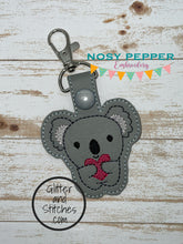 Load image into Gallery viewer, Koala heart snap tab (single &amp; multi files included) machine embroidery design DIGITAL DOWNLOAD