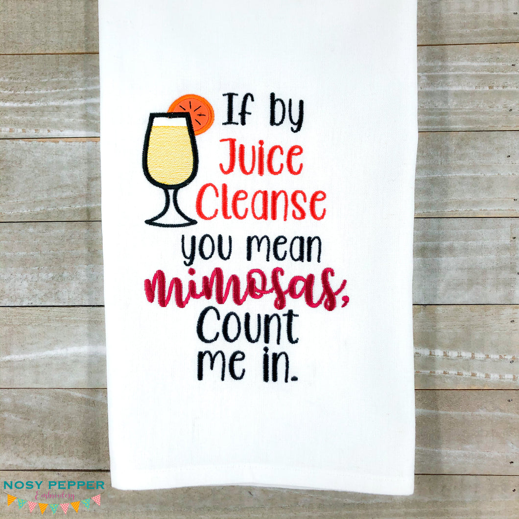 Juice Cleanse applique machine embroidery design (DIGITAL DOWNLOAD)
