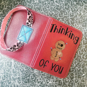 Thinking of you notebook cover (2 sizes available) machine embroidery design DIGITAL DOWNLOAD