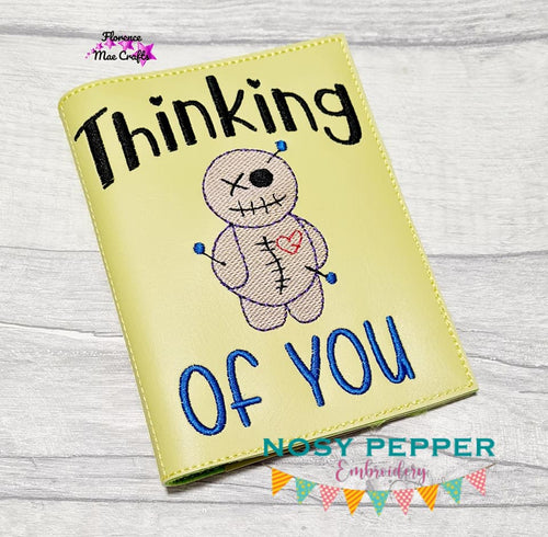 Thinking of you notebook cover (2 sizes available) machine embroidery design DIGITAL DOWNLOAD