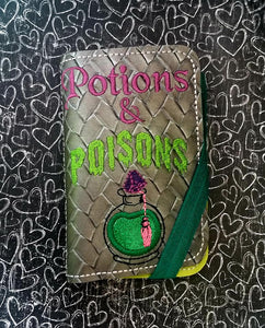 Potions and Poisons applique notebook cover (2 sizes available) machine embroidery design DIGITAL DOWNLOAD
