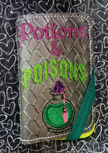 Load image into Gallery viewer, Potions and Poisons applique notebook cover (2 sizes available) machine embroidery design DIGITAL DOWNLOAD