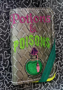 Potions and Poisons applique notebook cover (2 sizes available) machine embroidery design DIGITAL DOWNLOAD